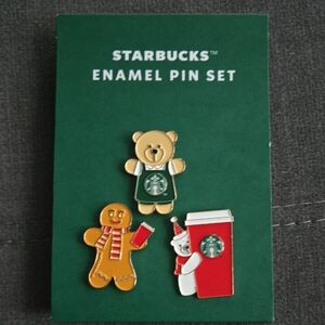 Starbucks Enamel Pin Set - Green, Red, Gold